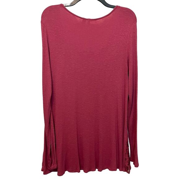 Cato Time For Everything Top Ribbed Lace Tee Long Sleeve Large - Picture 6 of 10